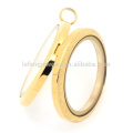 Factory wholesale 30mm round yellow gold pendants locket, matte color glass floating pendants hot sale